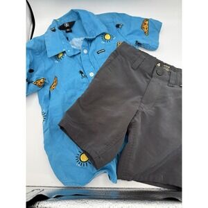 Boys Size 4/5 Lot Of Volcom And Hurley Short And Pizza Button Down EUC CT1